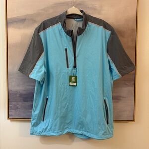 Above the Links Men's Golf Rain Jacket Pullover Light Blue and Gray